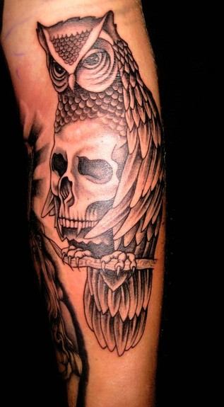 tattoos/ - Owl and Skull Tattoo - 52068